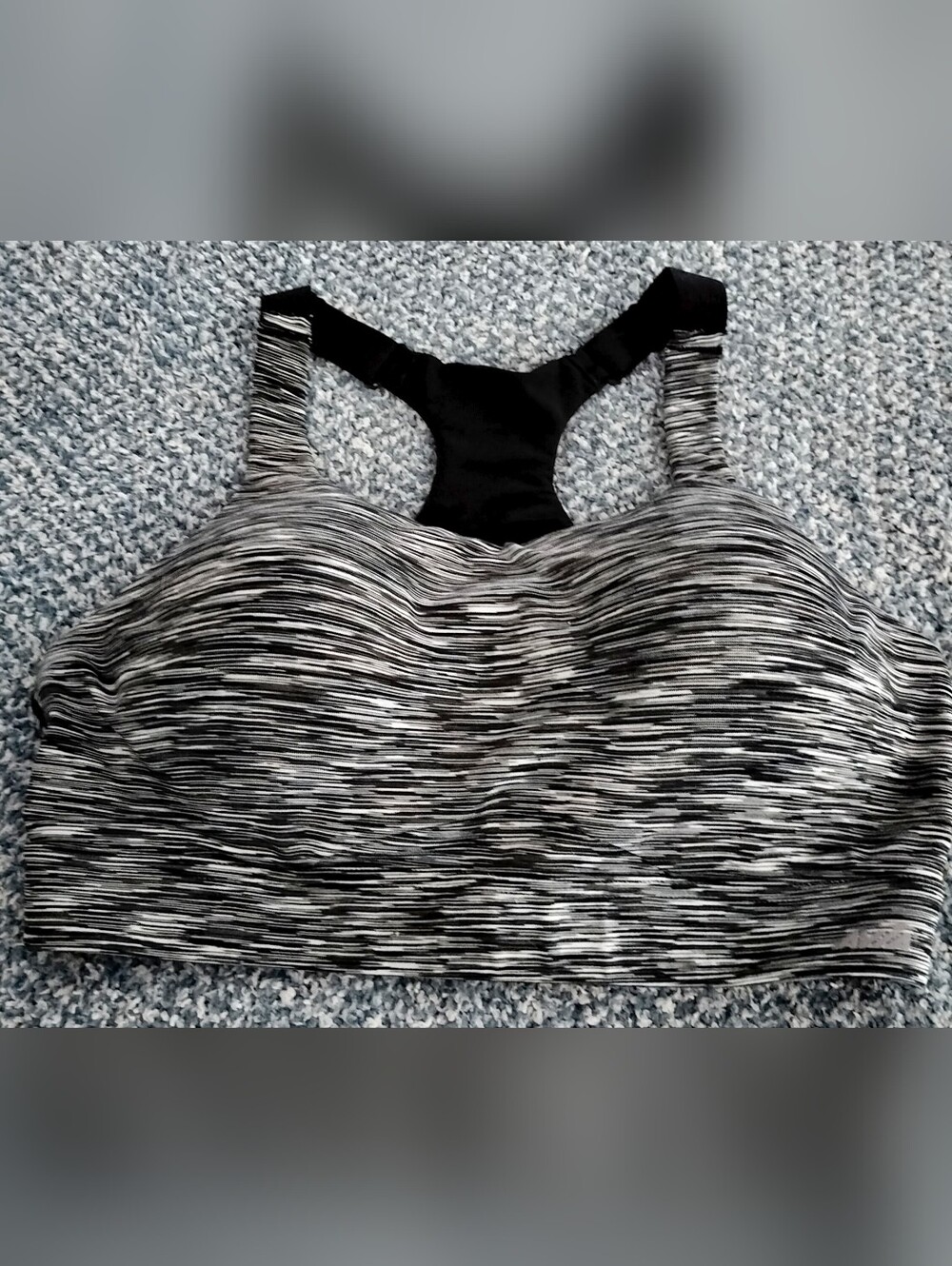 Avia Black and White Space-Dye Sports Bra- Molded Cups- 38C